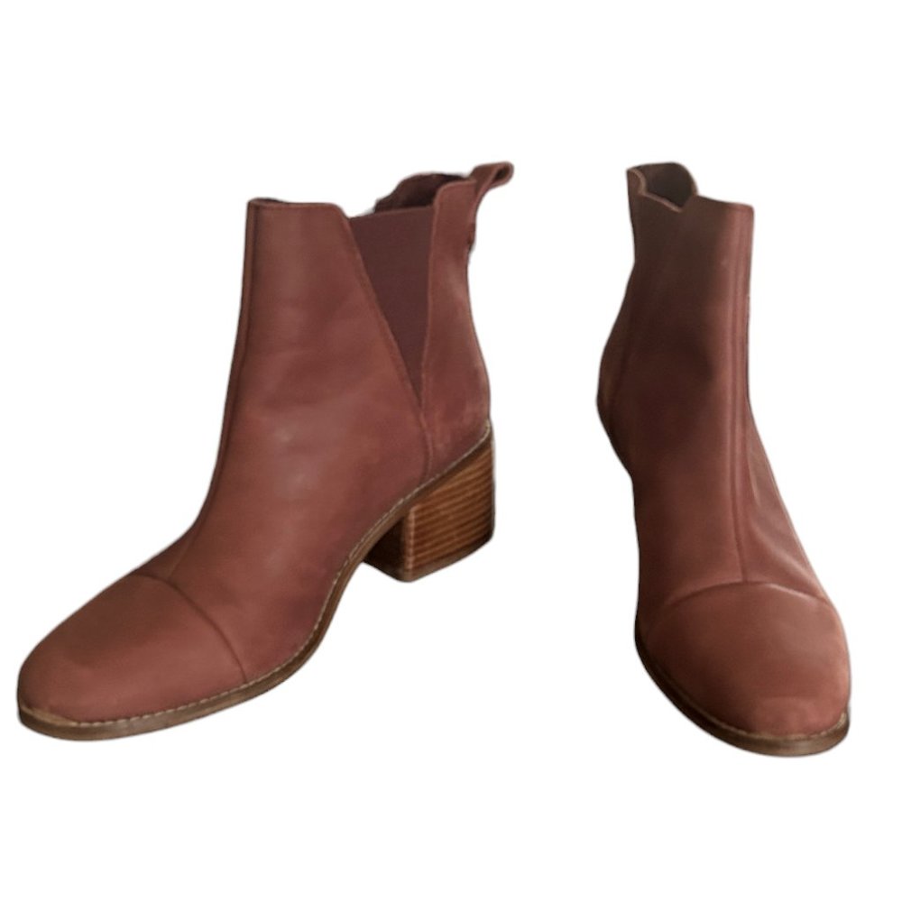 Toms Esme Chelsea Burnt Henna Leather Ankle Bootie Women's Size 9.5